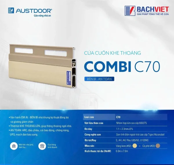 Mẫu cửa cuốn khe thoáng c70