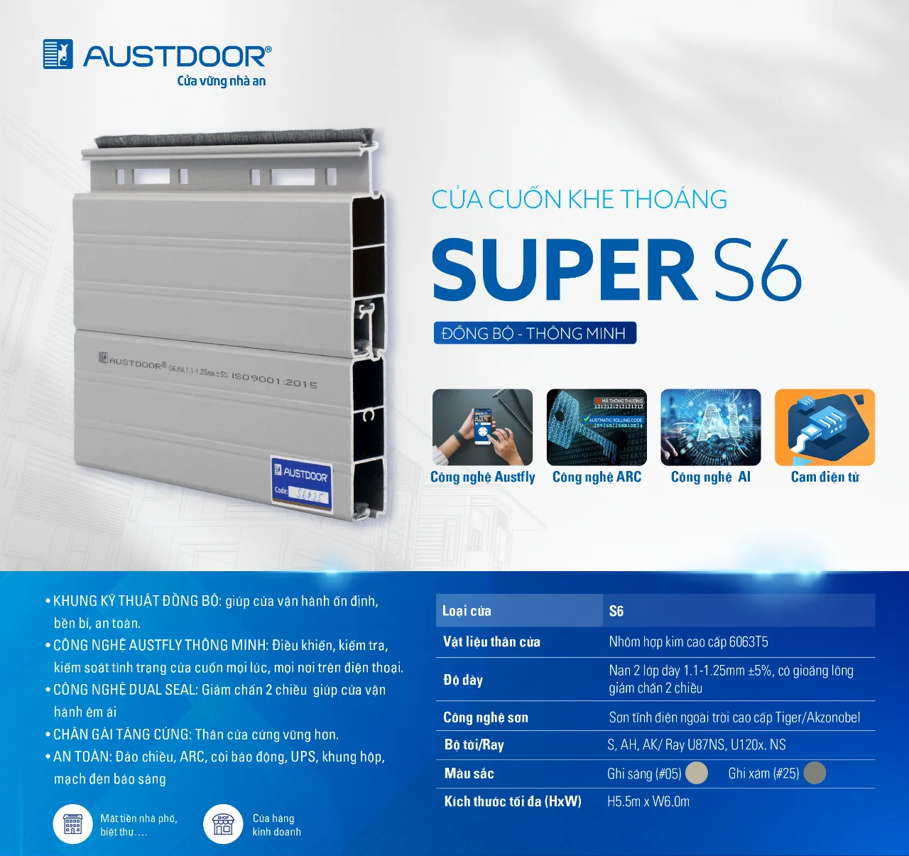 Cửa cuốn Austdoor Khe thoáng S6
