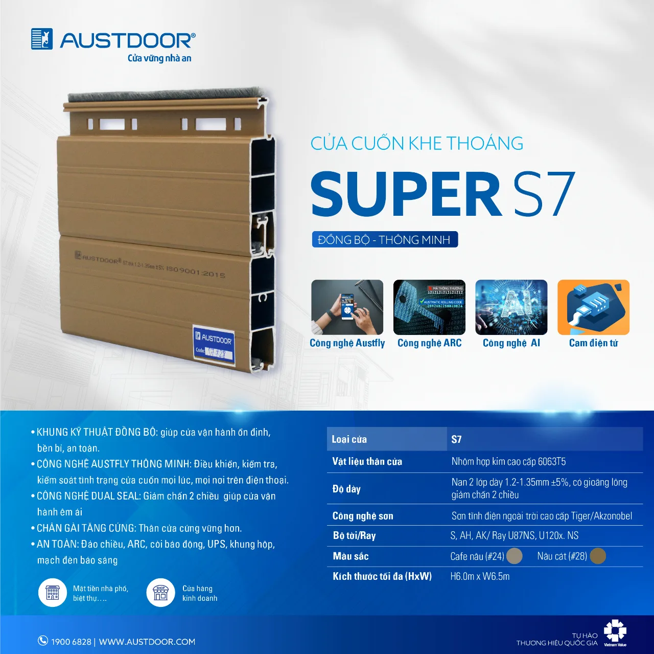 Cửa cuốn Austoor Khe thoáng S7